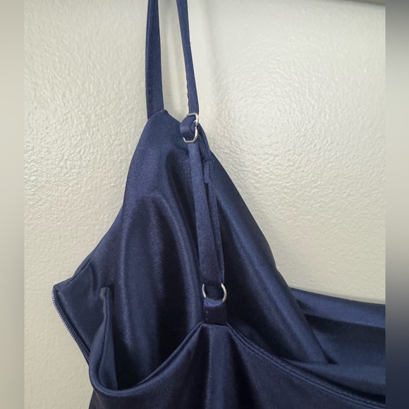 XXXiticat Women's Spaghetti Strap Cowl Neck Side Zip Closure and Slit Midi Dress - Picture 7 of 11